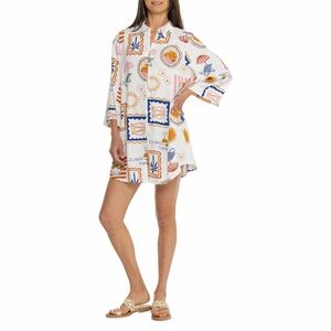 Label of Love Anthropology Shirtdress Women Large NWT Swim Cover 3/4 Sleeve Airy